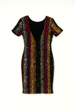 Vestido de lentejuelas multicolor con mangas cortas - Size M