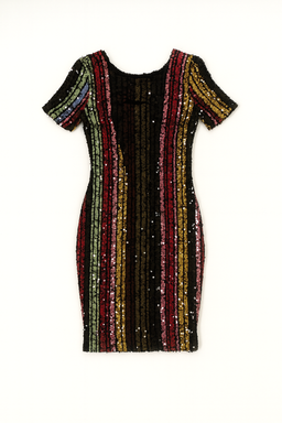 Vestido de lentejuelas multicolor con mangas cortas - Size M