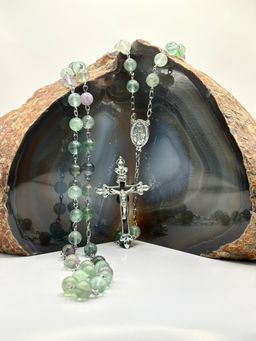 Rosario de Fluorita acero inoxidable 8mm