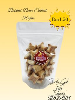 Door Gift Zipper bag Biskut Bear Chocolate 50gm 