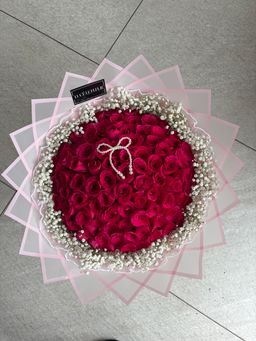 Pink Rose Bouquets With Baby’s Breath/Gyp 