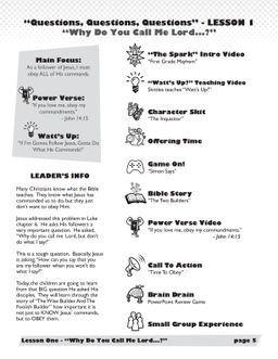 Questions, Questions, Questions – 6 Weeks of Primary School Lessons for Children's Church