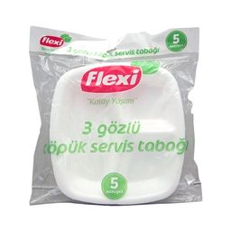 Flexi 3 Gözlü Köpük Tabak (5'li)
