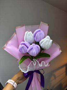 Purple tulips bouquet
