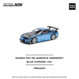 POP RACE MODEL 1/64 MAZDA RX7 RE-AMEMIYA WIDEBODY - BLUE CHROME