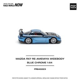 POP RACE MODEL 1/64 MAZDA RX7 RE-AMEMIYA WIDEBODY - BLUE CHROME