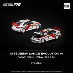 POP RACE MODEL 1/64 MITSUBISHI LANCER EVO IV - SAFARI RALLY KENYA 1998