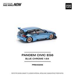 POP RACE MODEL 1/64 CIVIC EG6 PANDEM - BLUE CHROME