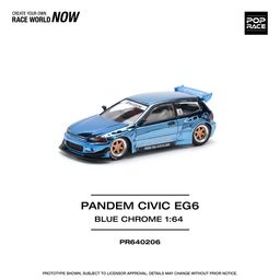 POP RACE MODEL 1/64 CIVIC EG6 PANDEM - BLUE CHROME
