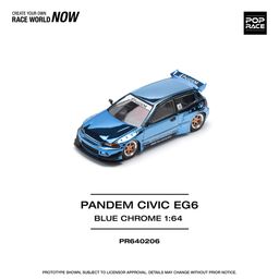 POP RACE MODEL 1/64 CIVIC EG6 PANDEM - BLUE CHROME