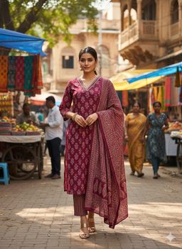 COTTON STRAIGHT KURTA SET 