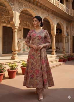COTTON ANARKALI KURTA SET 