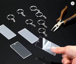 Llavero acrilico transparente, Rectangular