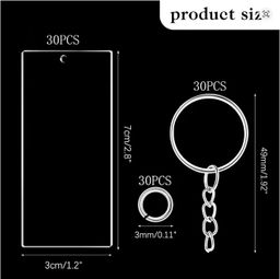 Llavero acrilico transparente, Rectangular