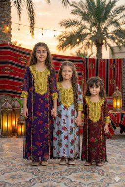 embroidered net flowers jalabiya