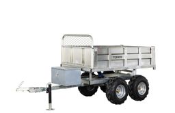 Remorque double essieux 4 roues 1400kg benne galvanisée basculante hydraulique 2000x1170x400mm Torros