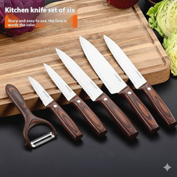 HIGH QUALITY 6 PCS KNIFE - WOODEN