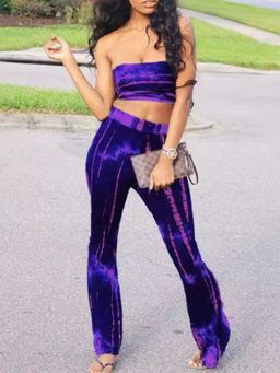 Strapless Sleeveless Two-piece Pants Set