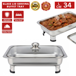 GLASS LID SERVING BUFFET TRAY 