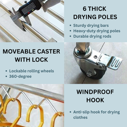 120CM UPGRADE STAINLESS STEEL CLOTH DRY RACK (PENYIDAI BAJU)