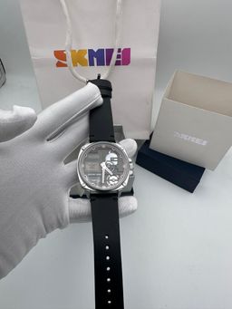 JWLE_0059 SKMEI model: 2289 stainless steel body genuine leather waterproof watch