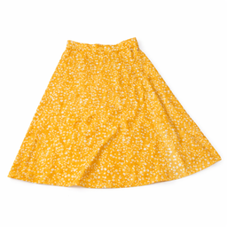 Falda Amarilla Estampada Floral de Corte Amplio - Size M