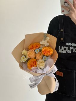 Orange Soap Flower Mixed Bouquet 