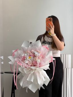 (Pre-order) Pink White Mixed Soap Flower Big Bouquet 