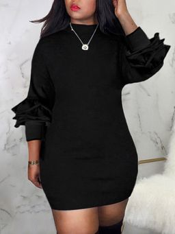 Ruffle Solid Mini Dress