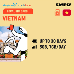 SIMPLY Vietnam (Mobifone/Vinaphone) SIM | Up to 30 Days - Daily 5GB-7GB/Day