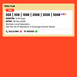 SIMPLY Southeast Asia (Malaysia/Indonesia/Thailand/Singapore) SIM | Up to 30 Days - Total 3GB–50GB + Unlimited Data