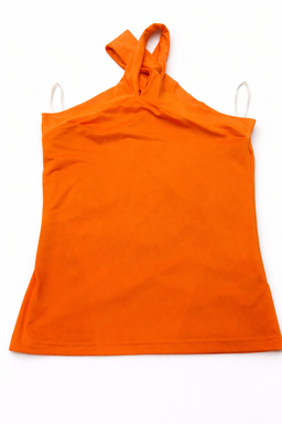 Blusa Naranja Halter de Tela Suave con Detalle Cruzado - Size M