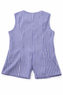 Blusa Rayada Azul con Botones Decorativos - Size M