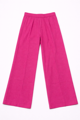 Pantalón Fucsia de Pierna Ancha y Corte Recto - Size M