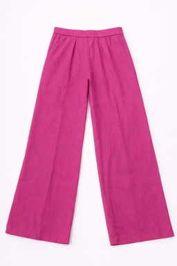 Pantalón Fucsia de Pierna Ancha y Corte Recto - Size M