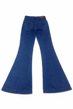 Jean Azul de Tiro Alto con Botones Frontales y Corte Campana - Size 7