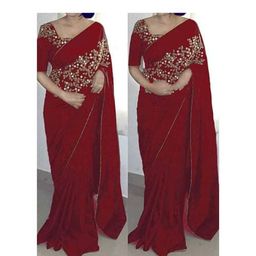 ইন্ডিয়ান জর্জেট শাড়ি ব্লাউজ পিস সহ