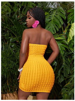 Tubeless Waist Hollow Tight Mini Dress