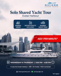 Solo Shared Yacht Dubai Tour AED 1 Per Minute