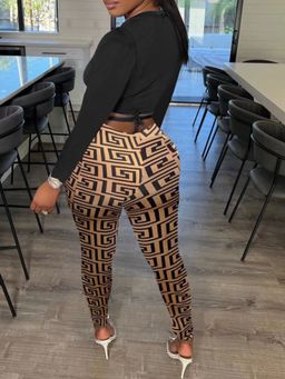 Geometric Two-piece Pants Set