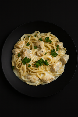 Паста с ломтиками куриной грудки в соусе Альфредо