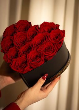 Fresh Red Roses On Heart Box