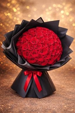 Fresh Red Roses Bunch With Wrapping