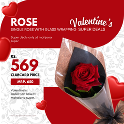 Fresh Red Rose Single Glass Wrapping 
