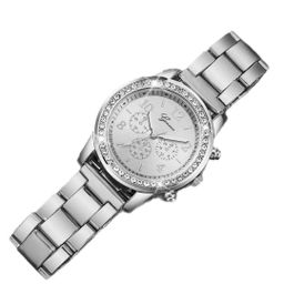 Montres Haut De Gamme En Or Et Argent Incrustées De Diamants Pour Femmes, Bracelet En Acier Simple De Luxe, Mouvement À Quartz À La Mode.