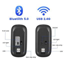 Souris sans Fil Bimodale Rechargeable T-wolf X1, Silencieuse, Ergonomique, Optique, Ultra-Mince et Portable, pour Bureau