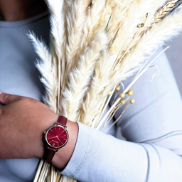 Pour Elle - Montre Femme CHOUQUETTE Cadran Framboise Bracelet Cuir Framboise (038J955)