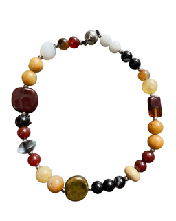 Glass, Stone, and Ceramic Bead Necklace
