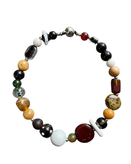 Glass, Stone, and Ceramic Bead Necklace