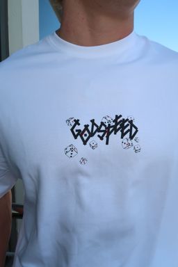 White Tee with Dice print